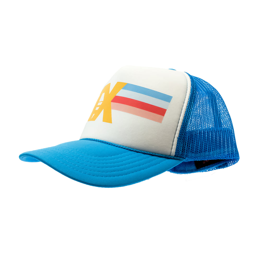 Summer Tees Hats Summer Tees TX Custom Neon Blue and White Women's Trucker Cap