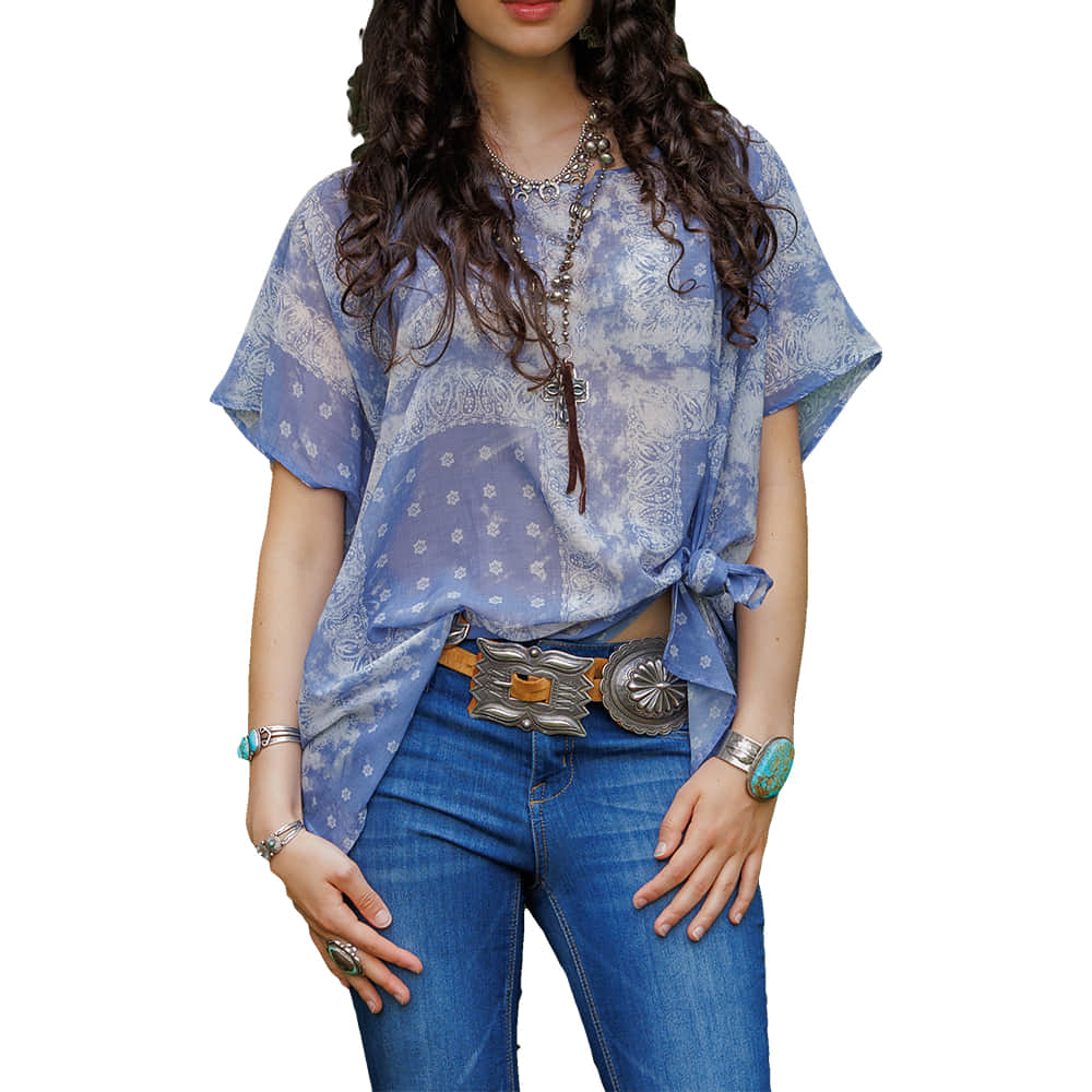 Tasha Polizzi Apparel Blue / OS Tasha Polizzi Women's Vivia Poncho in Bandana Print