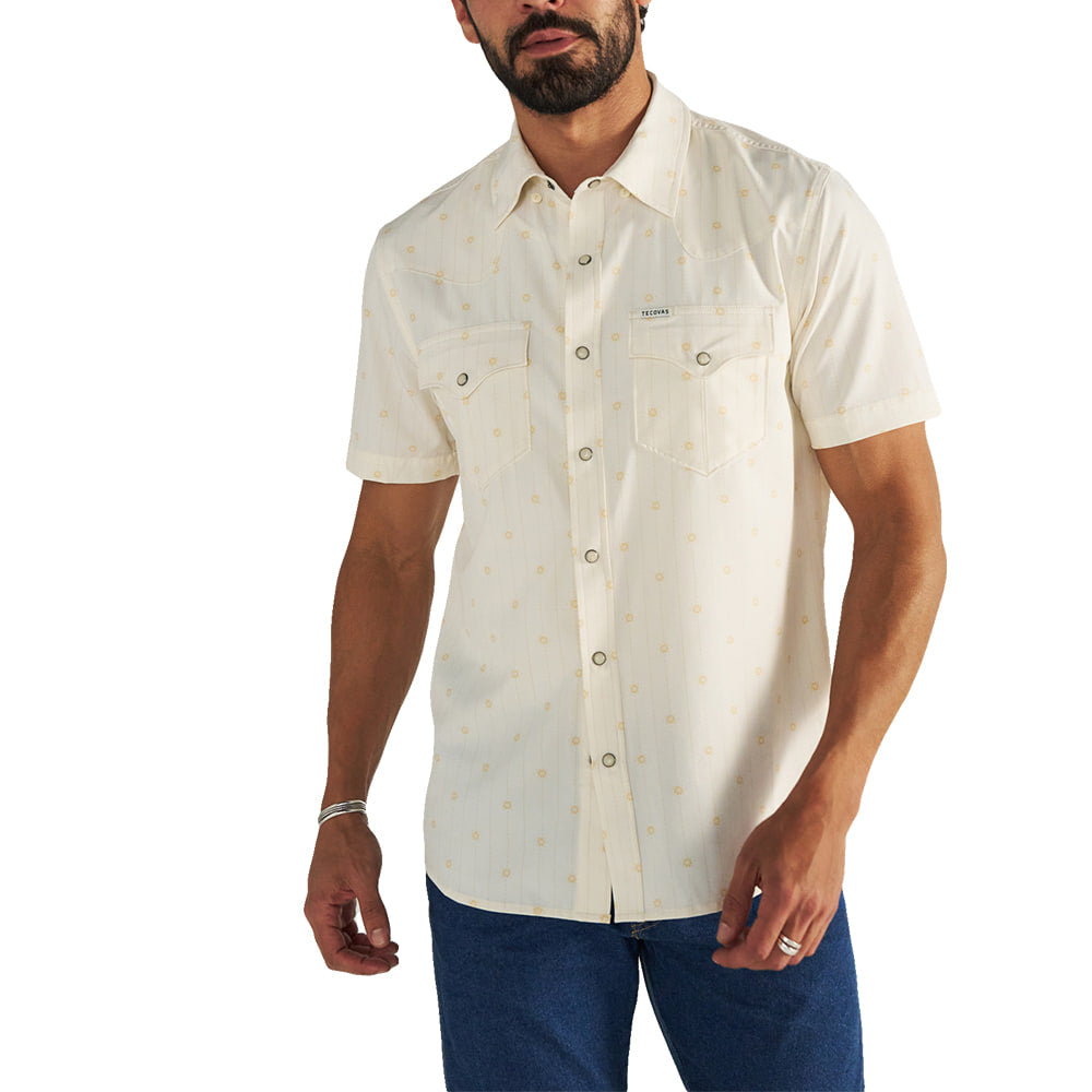 Tecovas Apparel Mens Performance Western Pearl Snap Short Sleeve