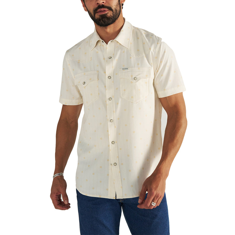 Tecovas Apparel Mens Performance Western Pearl Snap Short Sleeve
