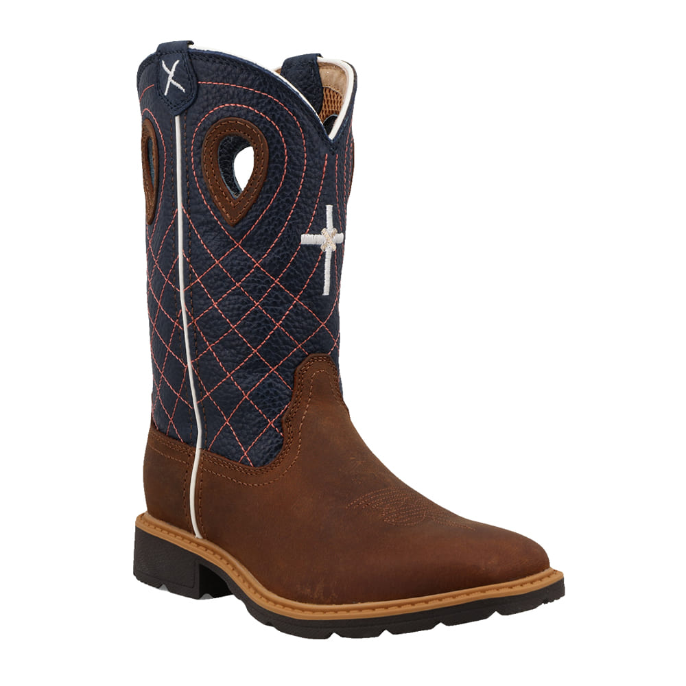 Twisted X Boots Footwear Twisted X Boots Kid's Navy and Mocha Cowboy Work Boot
