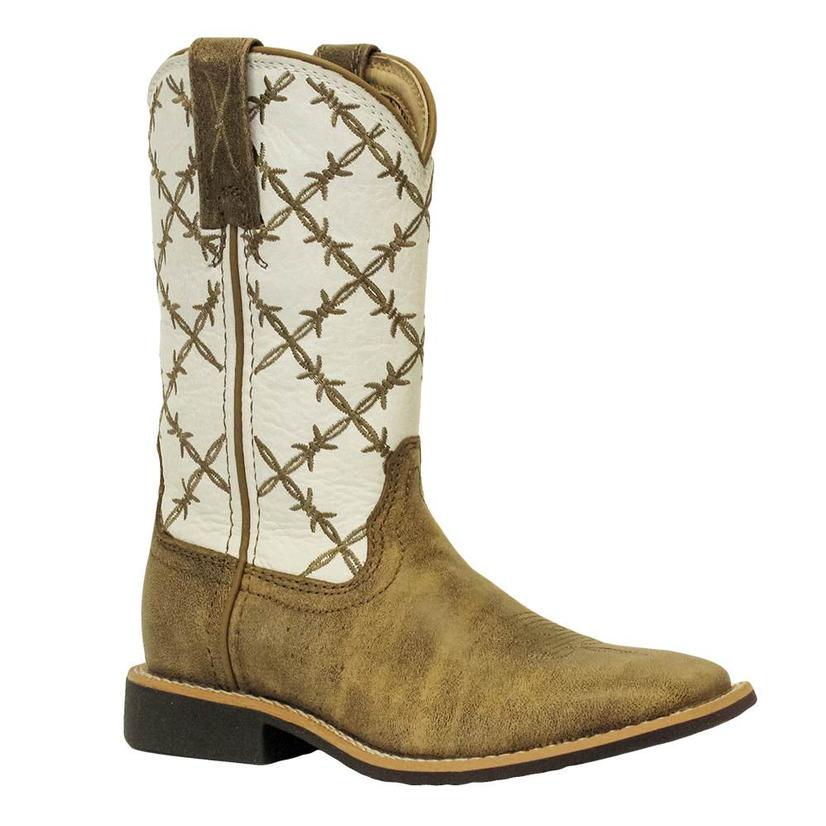 Twisted X Boots Footwear Twisted X White Bomber Barbed Wire Square Toe Youth Boot