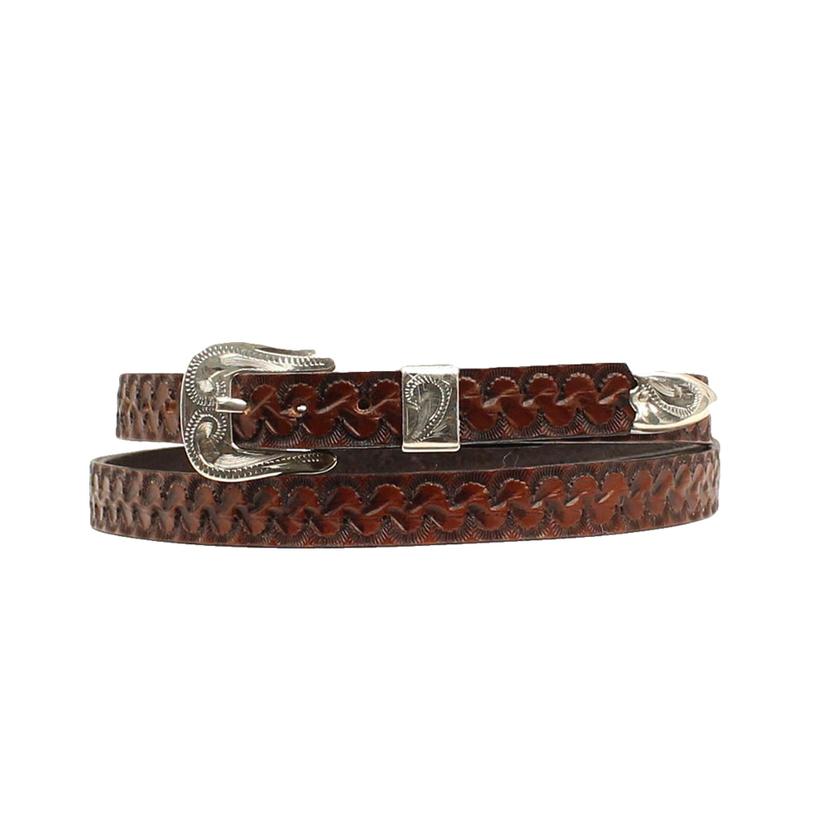 Twister Hats 27 / Brown Twister 3/8" Hand Tooled Hat Band