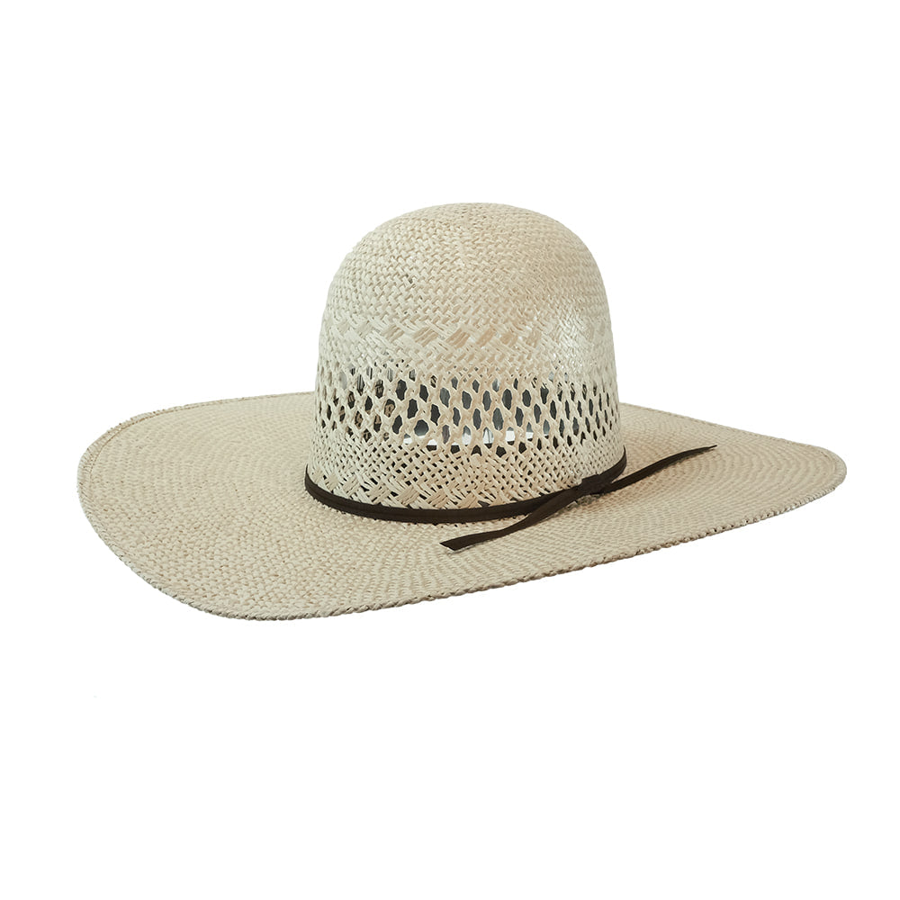 Twister Hats South Texas Tack Natural Twisted Weave 2 Cord Chocolate Band 5" Brim Open Crown Straw Hat