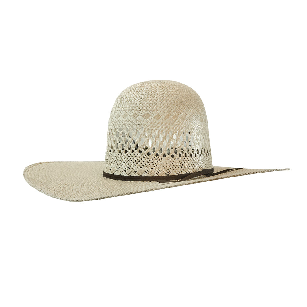 Twister Hats South Texas Tack Natural Twisted Weave 2 Cord Chocolate Band 5" Brim Open Crown Straw Hat