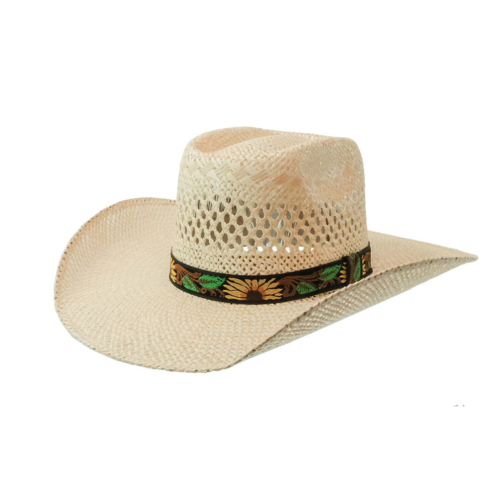 Twister Hats Twister Twisted Weave Natural Straw Hat with Sunflower Band
