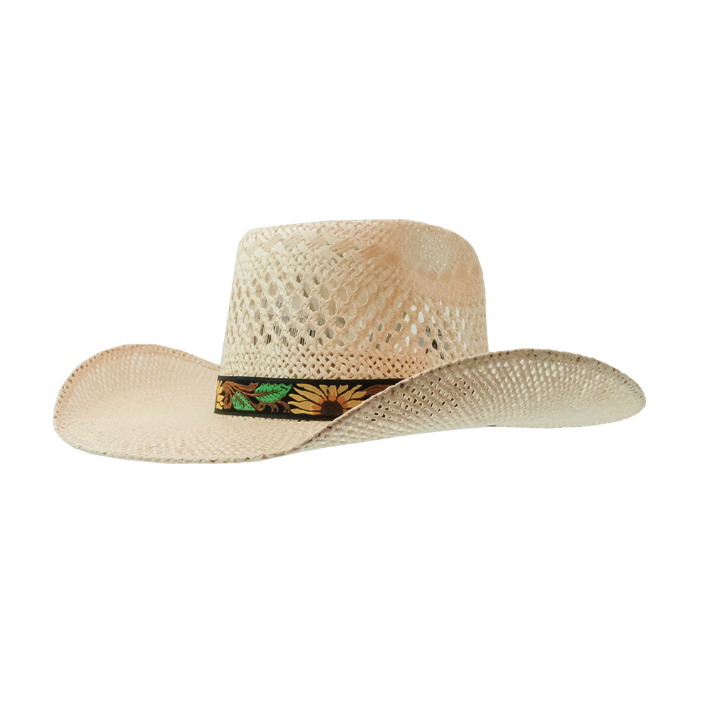 Twister Hats Twister Twisted Weave Natural Straw Hat with Sunflower Band
