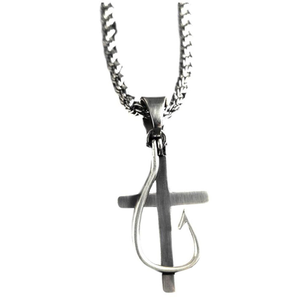 Twister Jewelry Twister Mens Cross and Hook Necklace