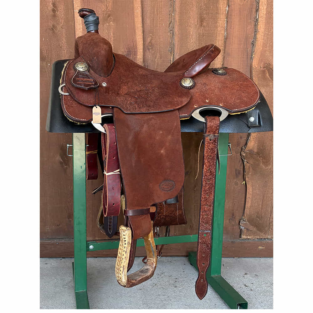 Used Saddles Saddles 14.5" South Texas Tack 14.5" Chocolate Full Rough Out Single Skirt Used Team Roping Saddle
