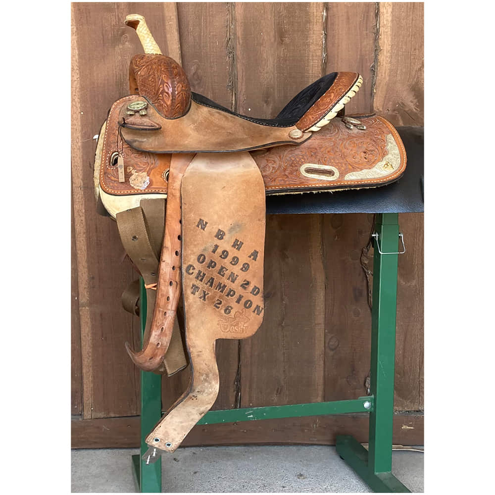 Used Saddles Saddles 14" Martha Josey 14" Half Tooled Half Rough Out Used Trophy Barrel Saddle