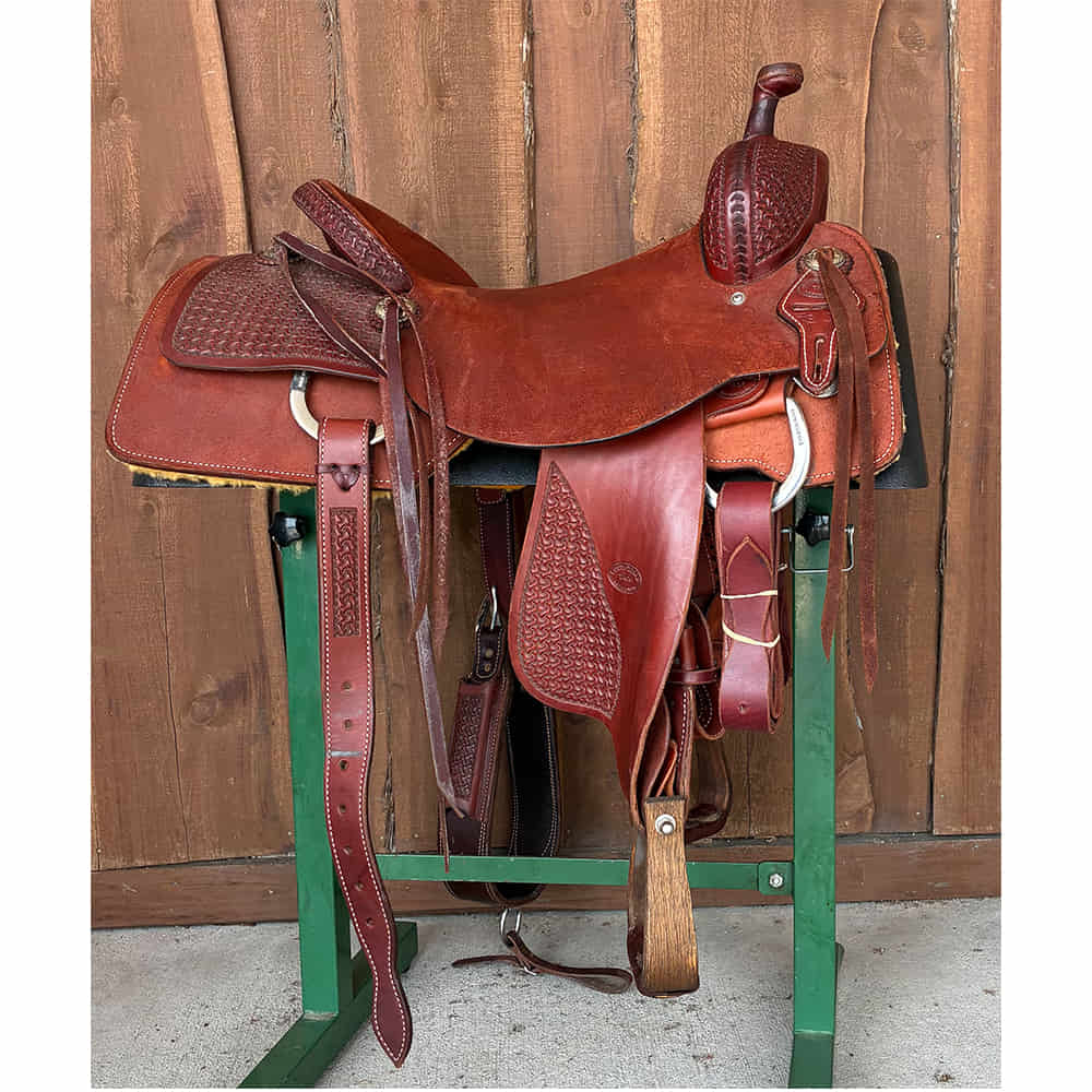 Used Saddles Saddles 16.5" STT 16.5" Half Windmill Tooled Used Ranch Cutting Saddle
