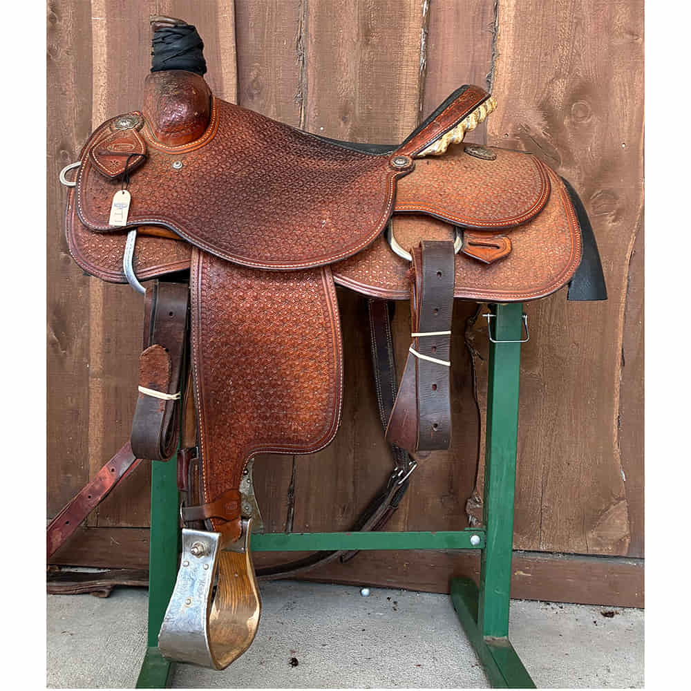 Used Saddles Saddles Cactus 16" Snowflake Tooled Used Team Roping Saddle