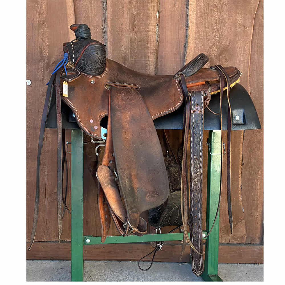 Used Saddles Saddles Cowperson Tack 16" Rough Out and Floral Tool Used Will James Saddle