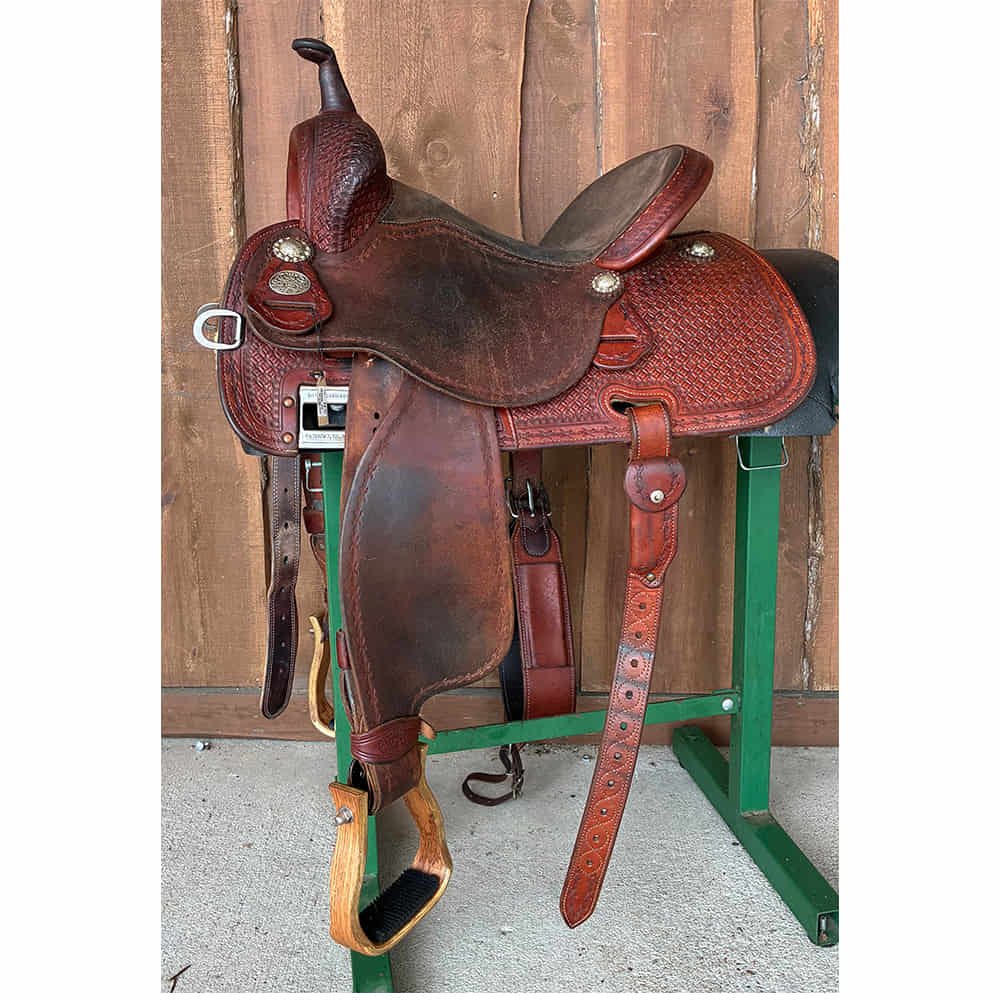 Used Saddles Saddles Martin Saddlery 14.5" Half Bamboo Tool Half Natural Rough Out Used Barrel Saddle