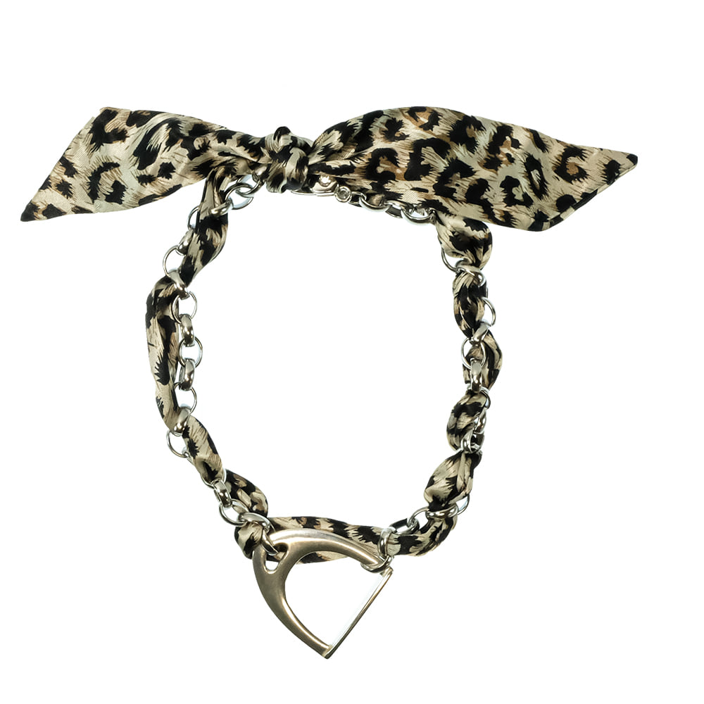 V2 Designs Jewelry V2 Designs Leopard Print Wild Rag and Silver Stirrup Necklace