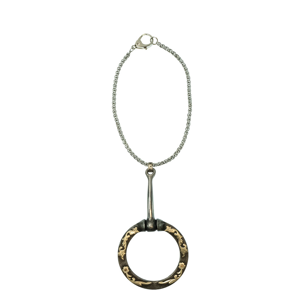 V2 Designs Jewelry V2 Designs Silver O Ring With Floral Engraved Overlay Necklace