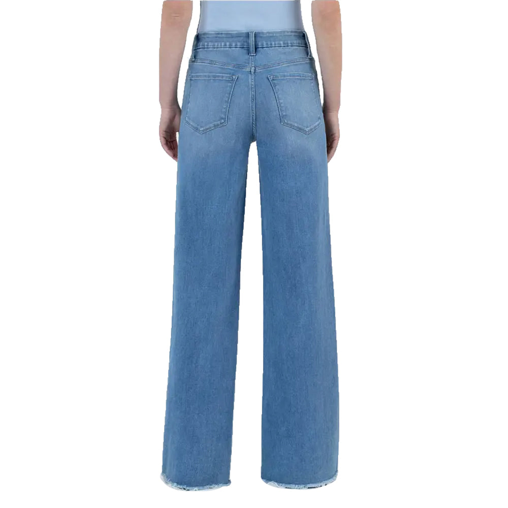 Vervet Apparel Vervet Toll-Free Women's Frayed Hem High Rise Wide Leg Jeans