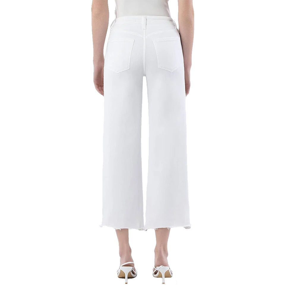 Vervet Apparel Vervet Women's White Uneven Raw Hem Crop High Rise Jeans