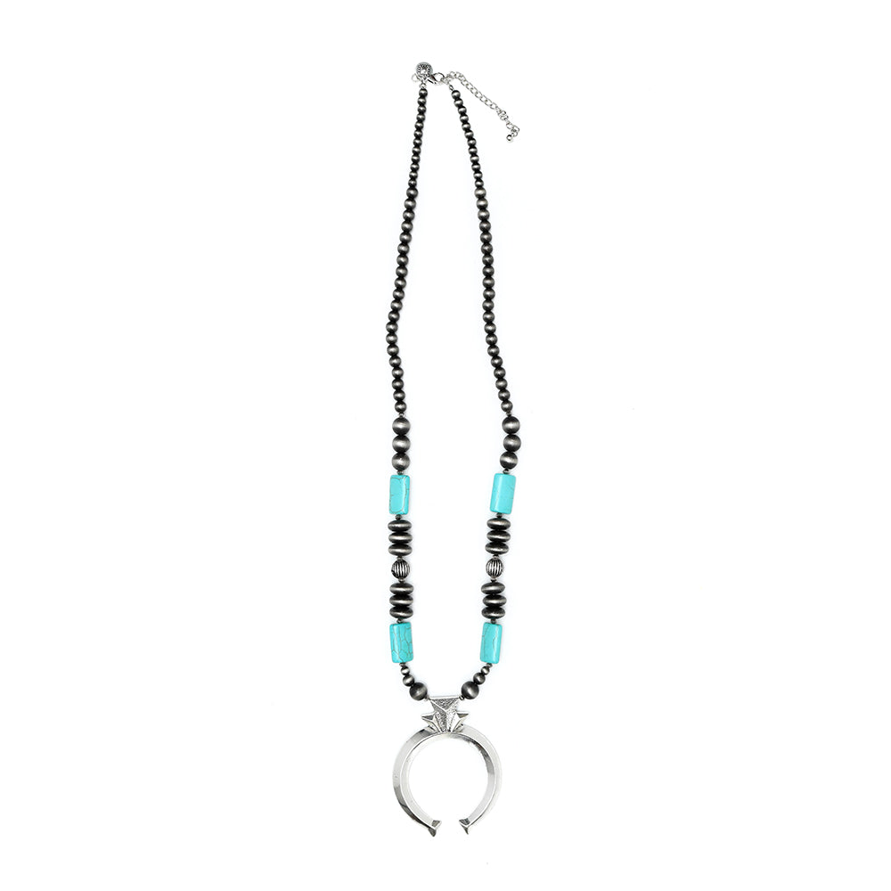West and Co Jewelry 32 Inch West and Co Faux Navajo Pearl Turquoise with Naja Pendant Necklace