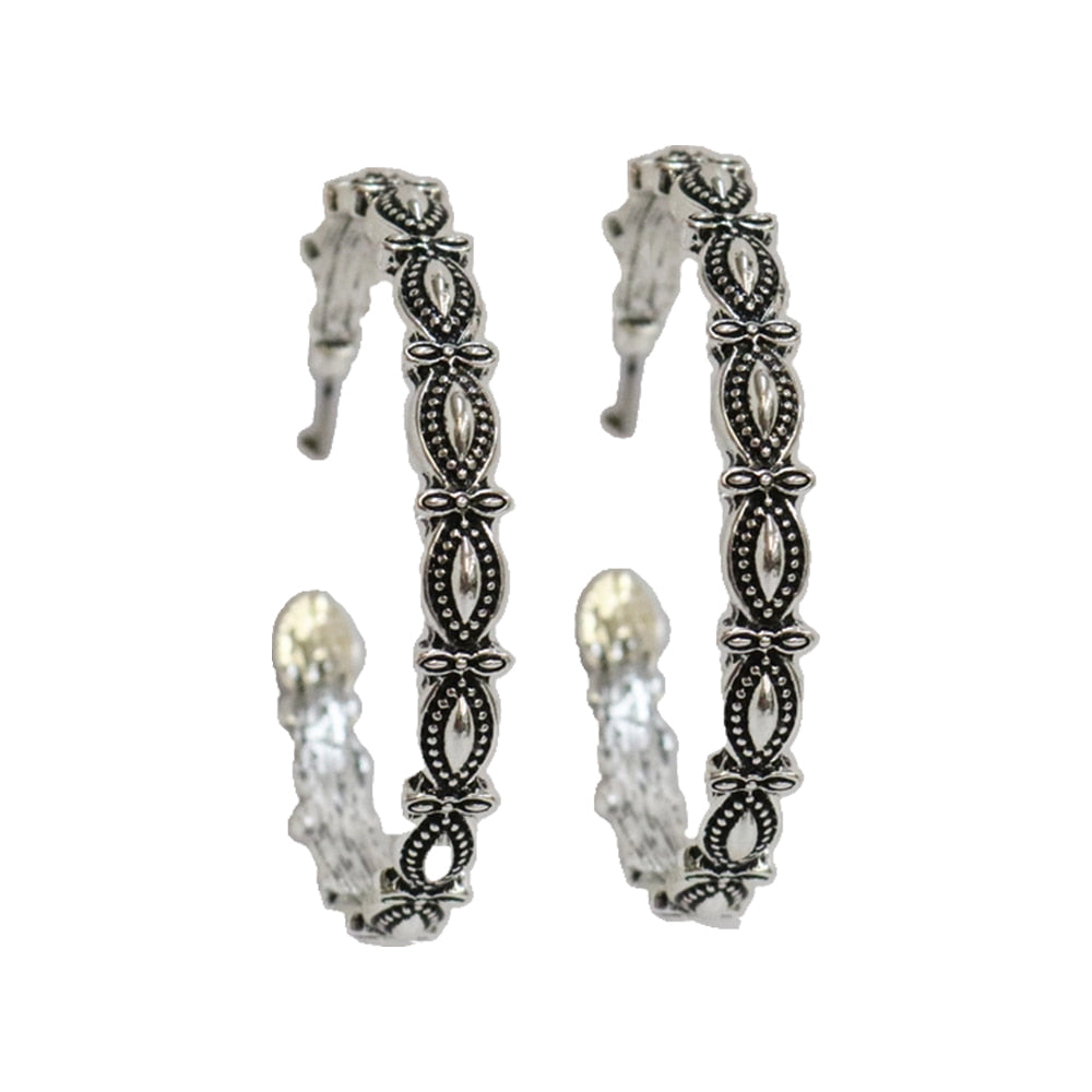 West and Co Jewelry Silver West and Co Burnished Silver Scalloped Design Hoop Earrings
