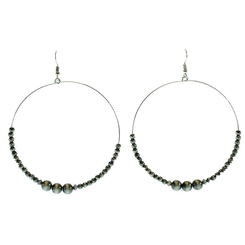 West and Co Jewelry Silver West and Co Faux Navajo Pearl Wire Beaded Dangle Hoop Earrings