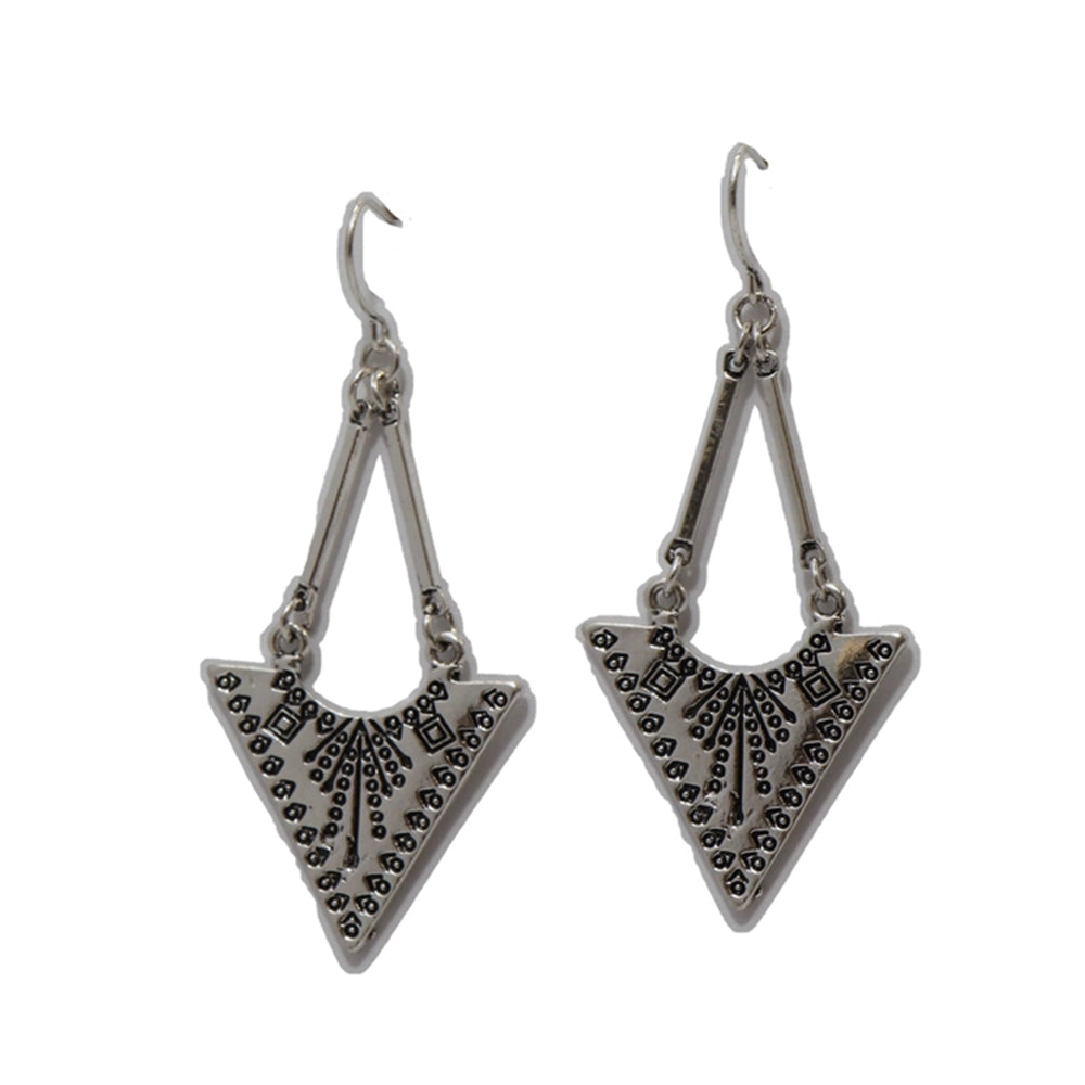 West and Co Jewelry Silver West and Co. Triangle Stamped Burnished Silver Drop Earrings