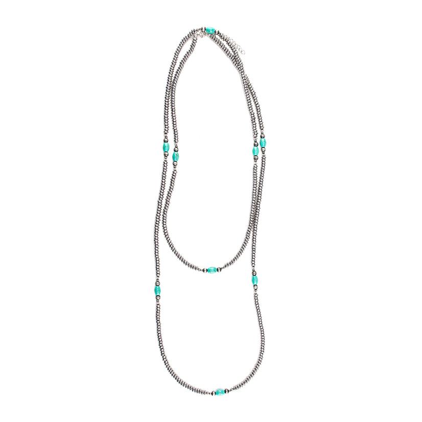 West and Co Jewelry Turquoise/Silver / 66 Inch West And Co Silver Disc Beaded Necklace