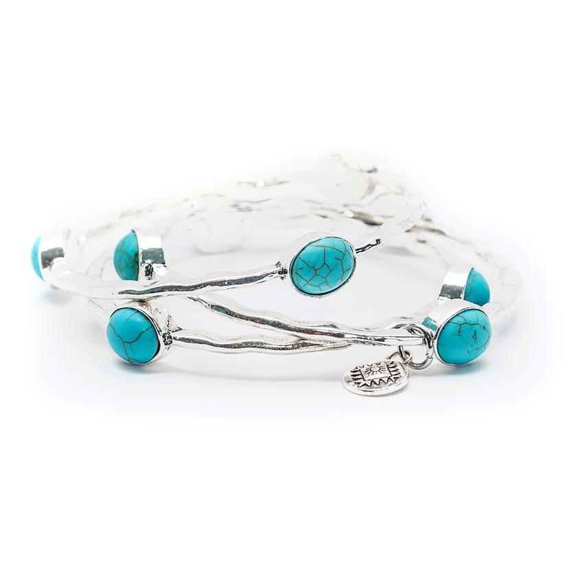 West and Co Jewelry Turquoise/Silver / Osfa West and Co Burnished Silver Bangles