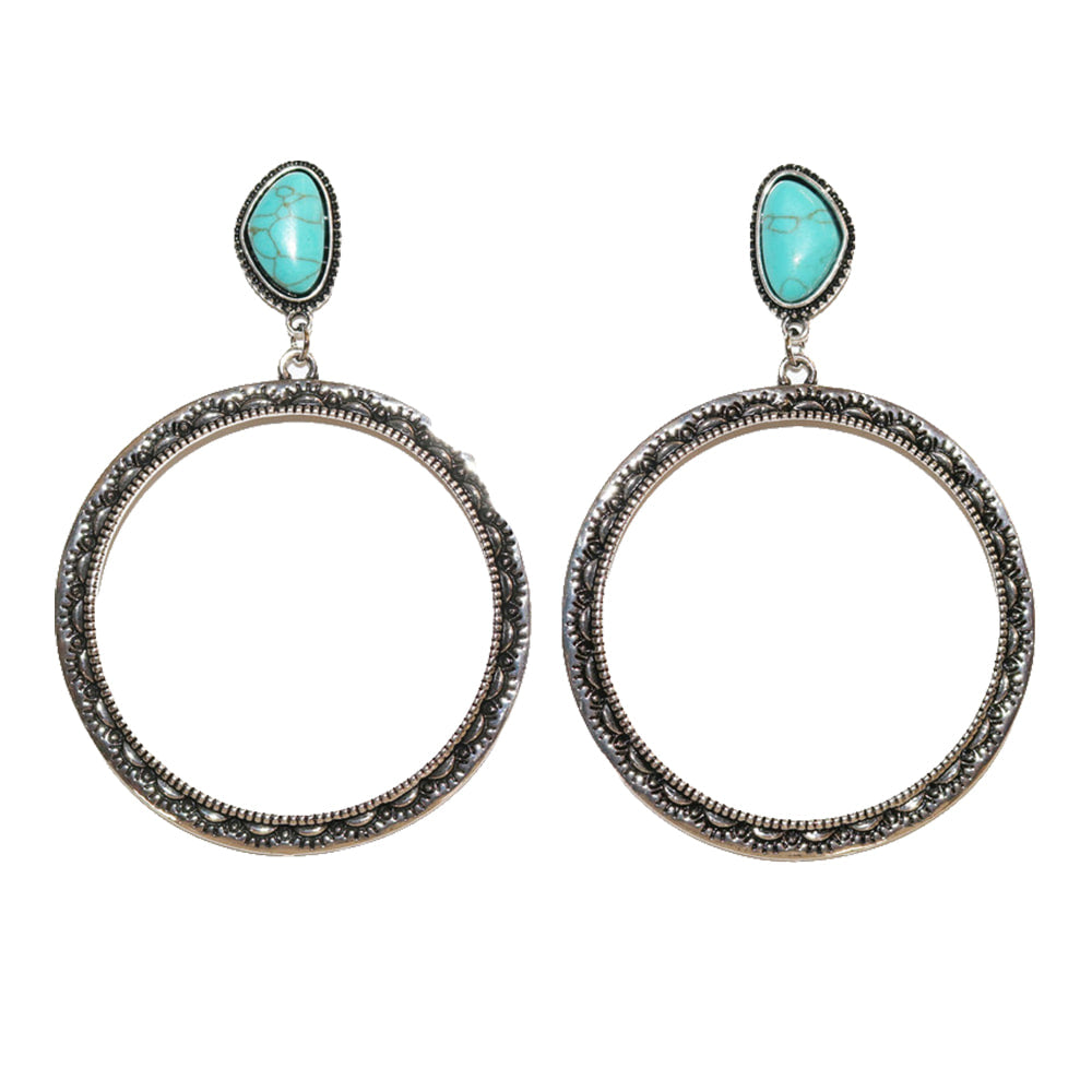 West and Co Jewelry Turquoise West and Co Burnished Silver Stamped Faux Turquoise Stone Earrings