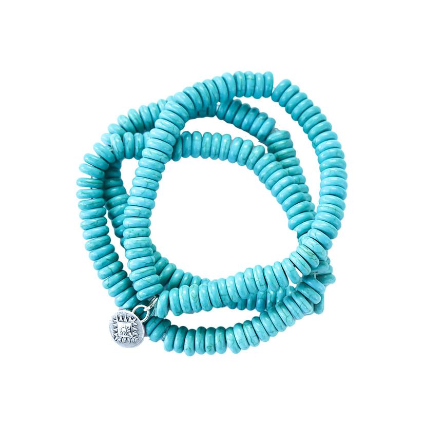 West and Co Jewelry Turquoise West and Co Faux Turquoise Beaded Stretch Bracelet