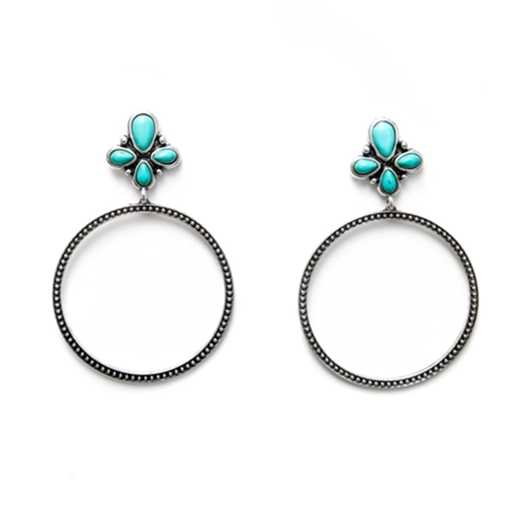 West and Co Jewelry Turquoise West and Co Silver Dotted Hoop Earrings on Faux Turquoise Cluster Posts