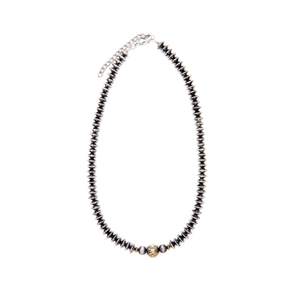 West and Co Jewelry West and Co 18 Silver Disc Beaded with Gold Melon Accent Necklace
