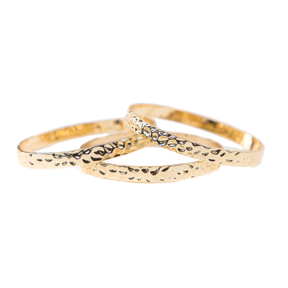 West and Co Jewelry West and Co 18K Gold Plated 3 Hammered Quinlan Bangles