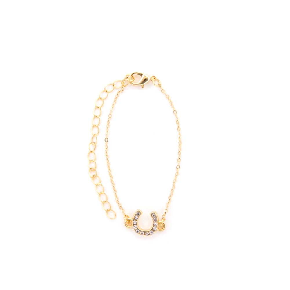 West and Co Jewelry West and Co. 18K Gold Plated Dainty Rhinestone Horseshoe Chain Bracelet