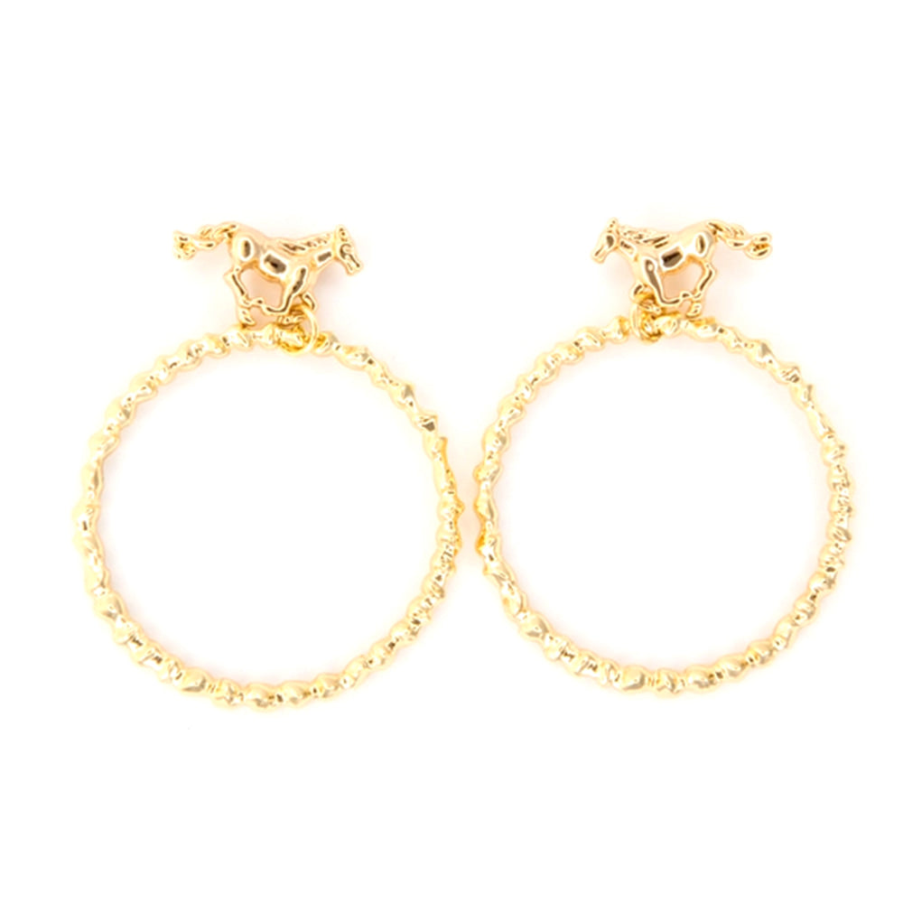West and Co Jewelry West and Co 18K Gold Plated Dangle Buckin Horse Hoop Earrings