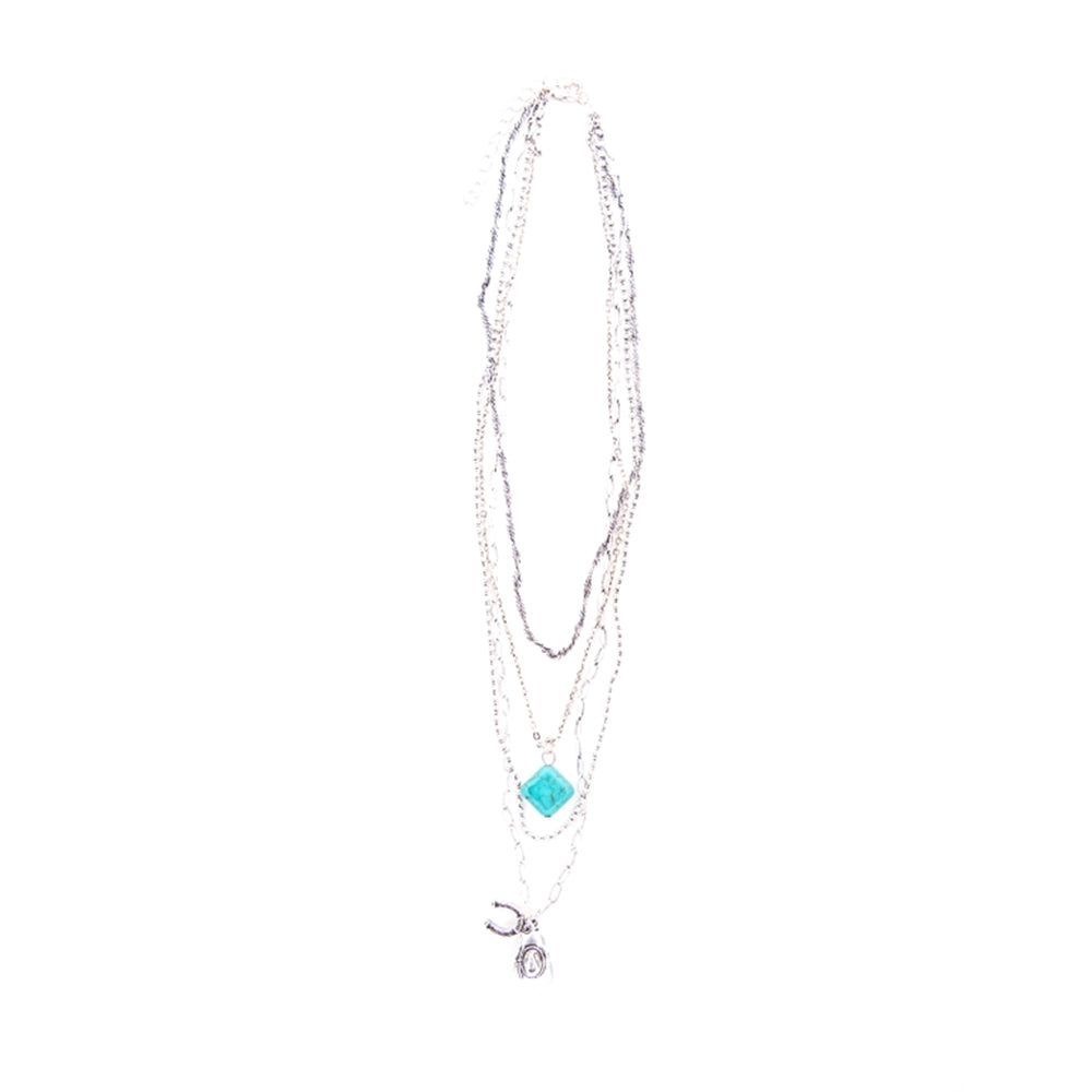 West and Co Jewelry West and Co 18k Gold Plated Layered Chain Necklace with Western Charms