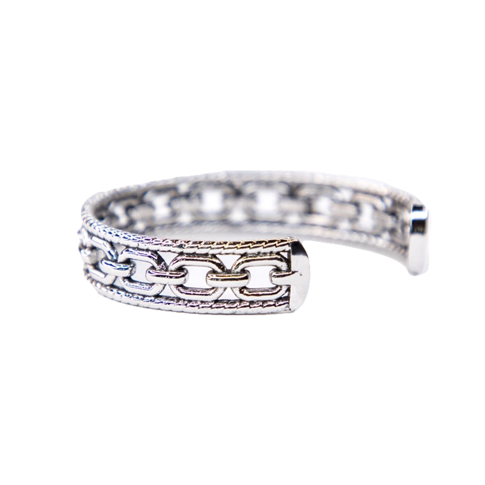 West and Co Jewelry West and Co 18K White Gold Plated Rope and Chain Cuff Bracelet