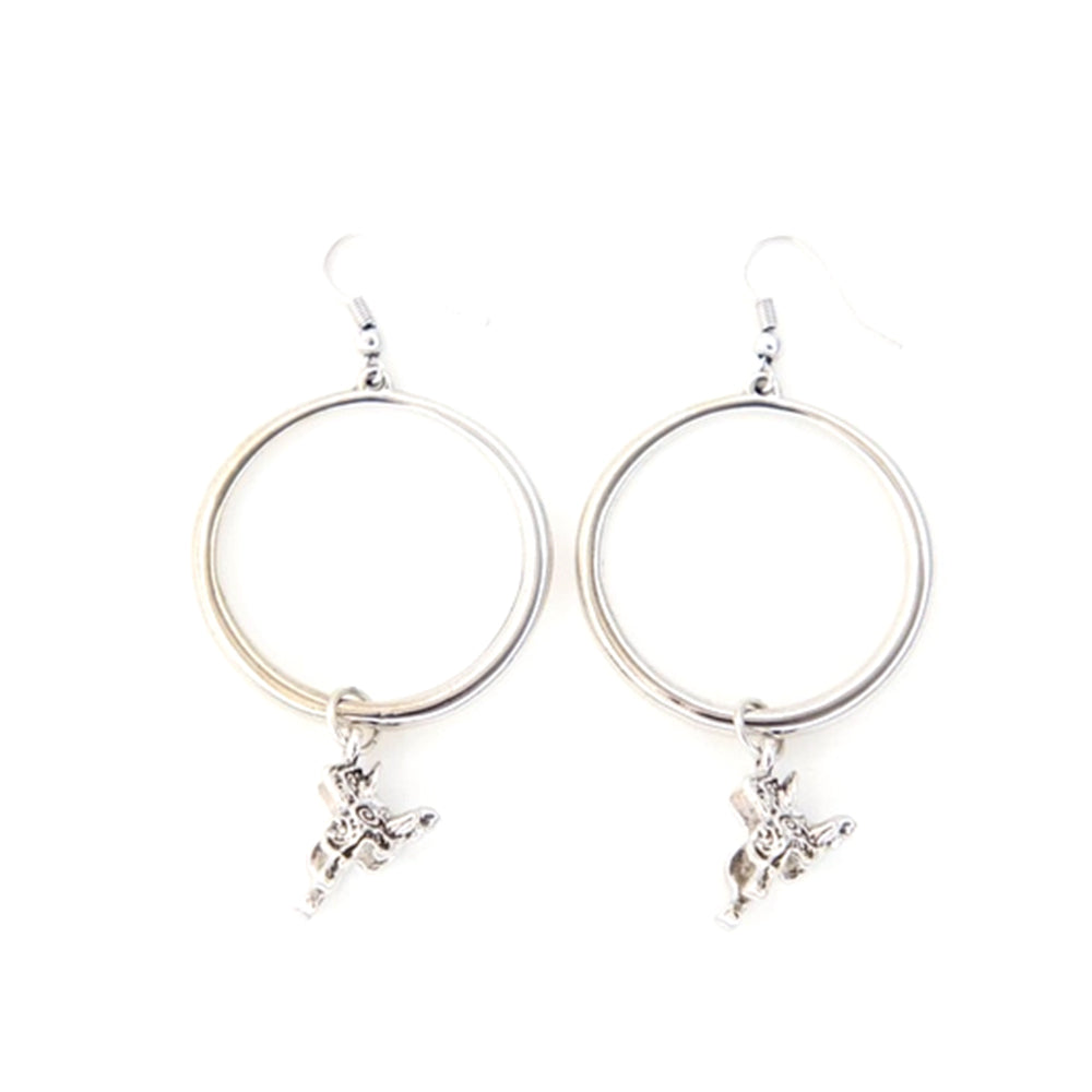 West and Co Jewelry West and Co 18K White Gold Plated Saddle Charm on Hoop Earrings