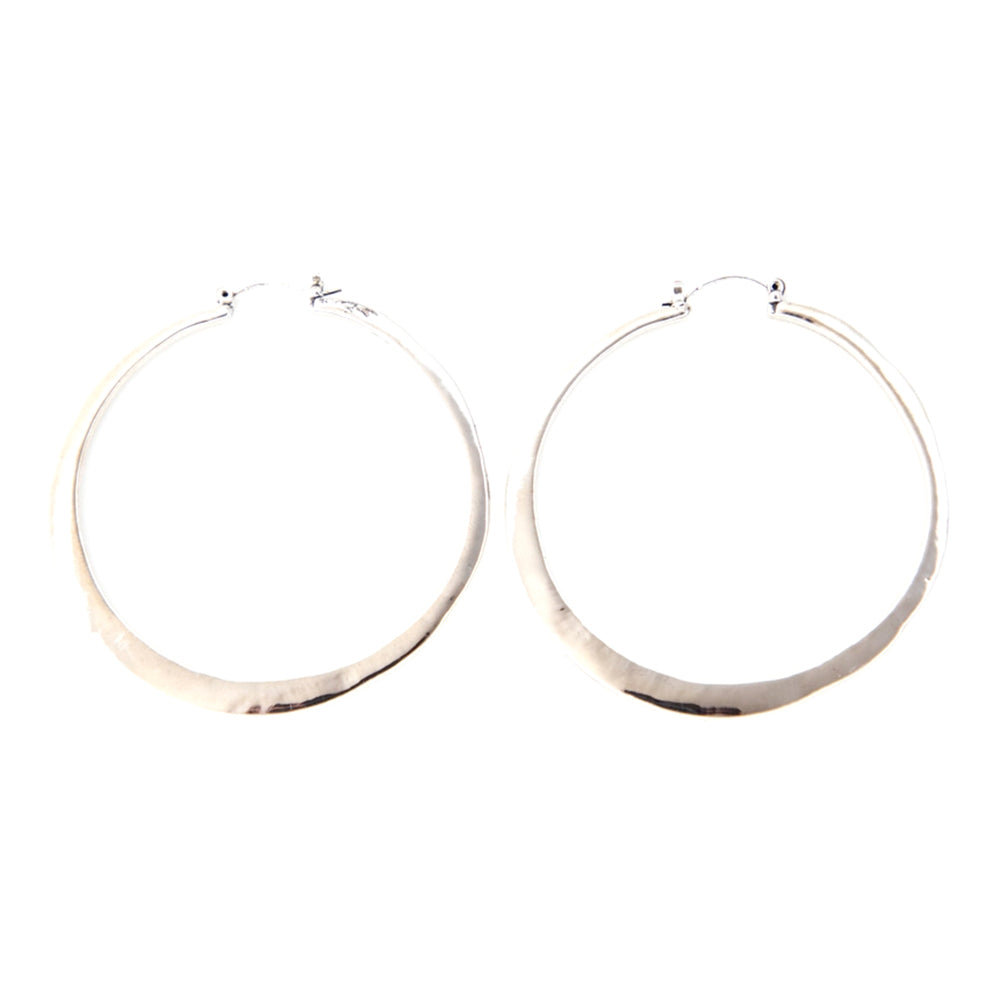 West and Co Jewelry West and Co 18K White Gold Plated Thin Hammered Whitman Hoop Earrings