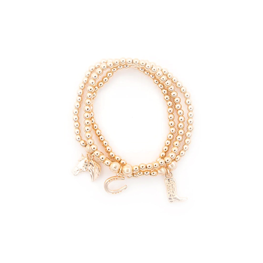 West and Co Jewelry West and Co 3pc Dainty Bracelets with Horseshoe, Boot, and Horse Head Charms