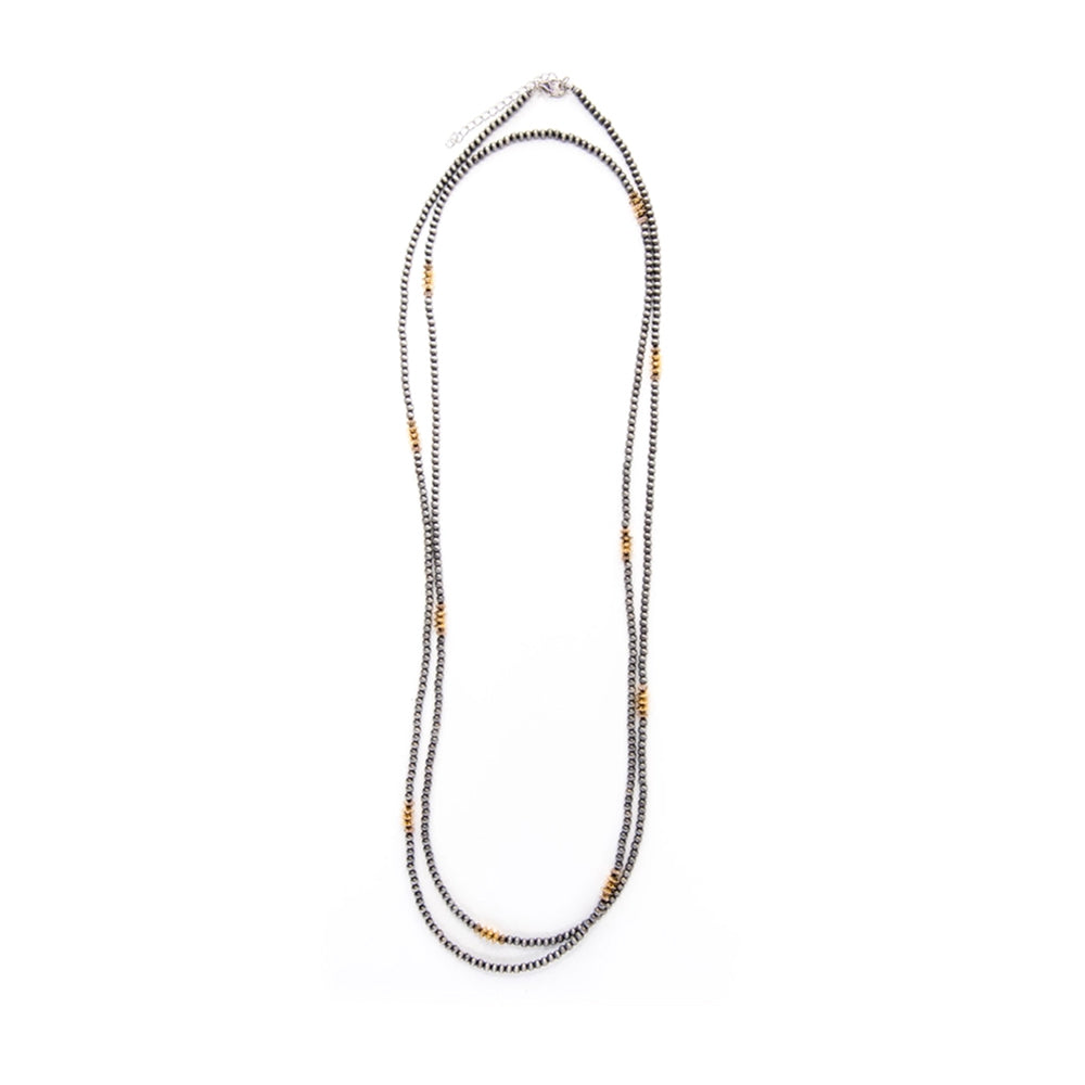 West and Co Jewelry West and Co Dainty Faux Navajo Pearl with Gold Disc Necklace