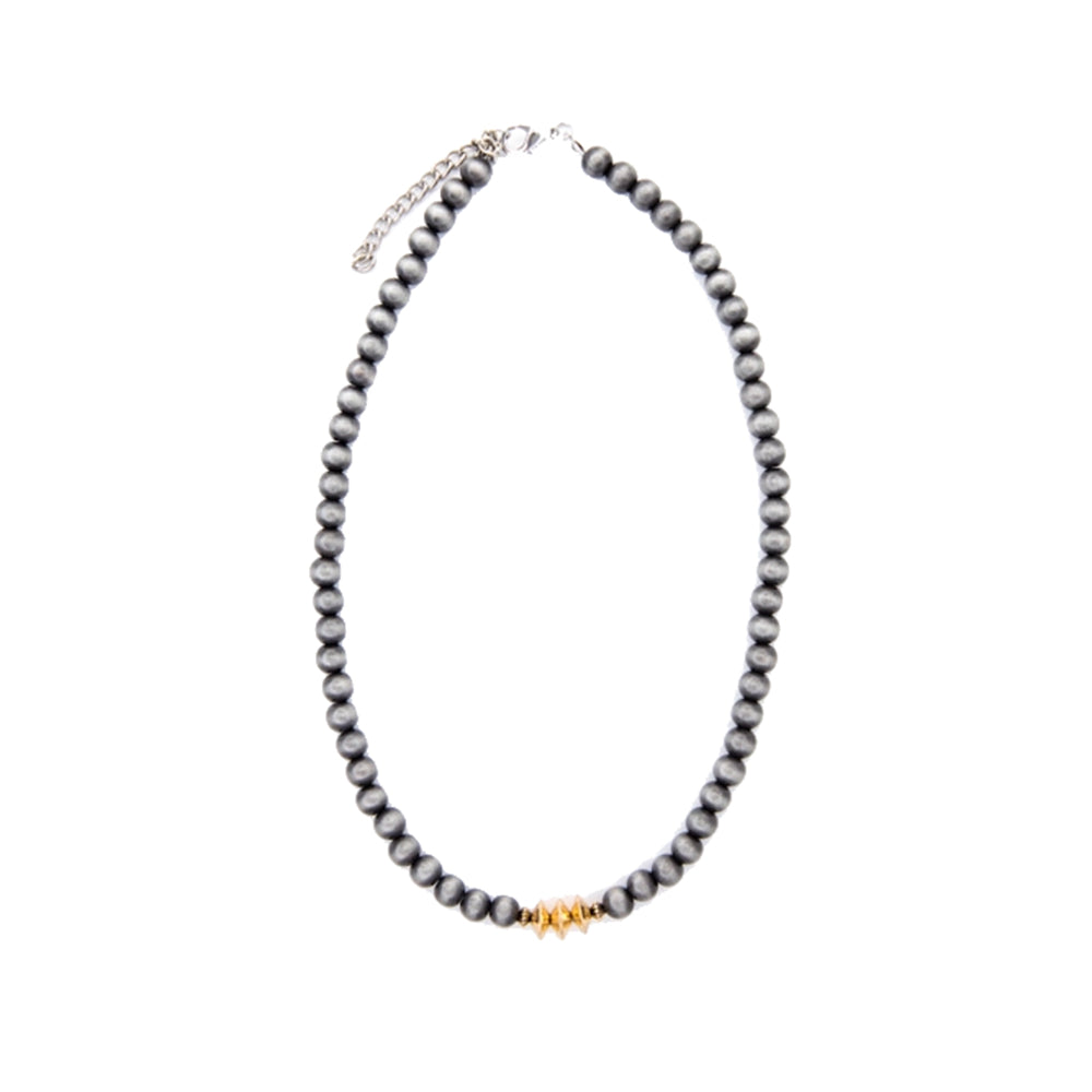 West and Co Jewelry West and Co Faux Navajo Pearl Necklace with Burnished Gold Disc Accent