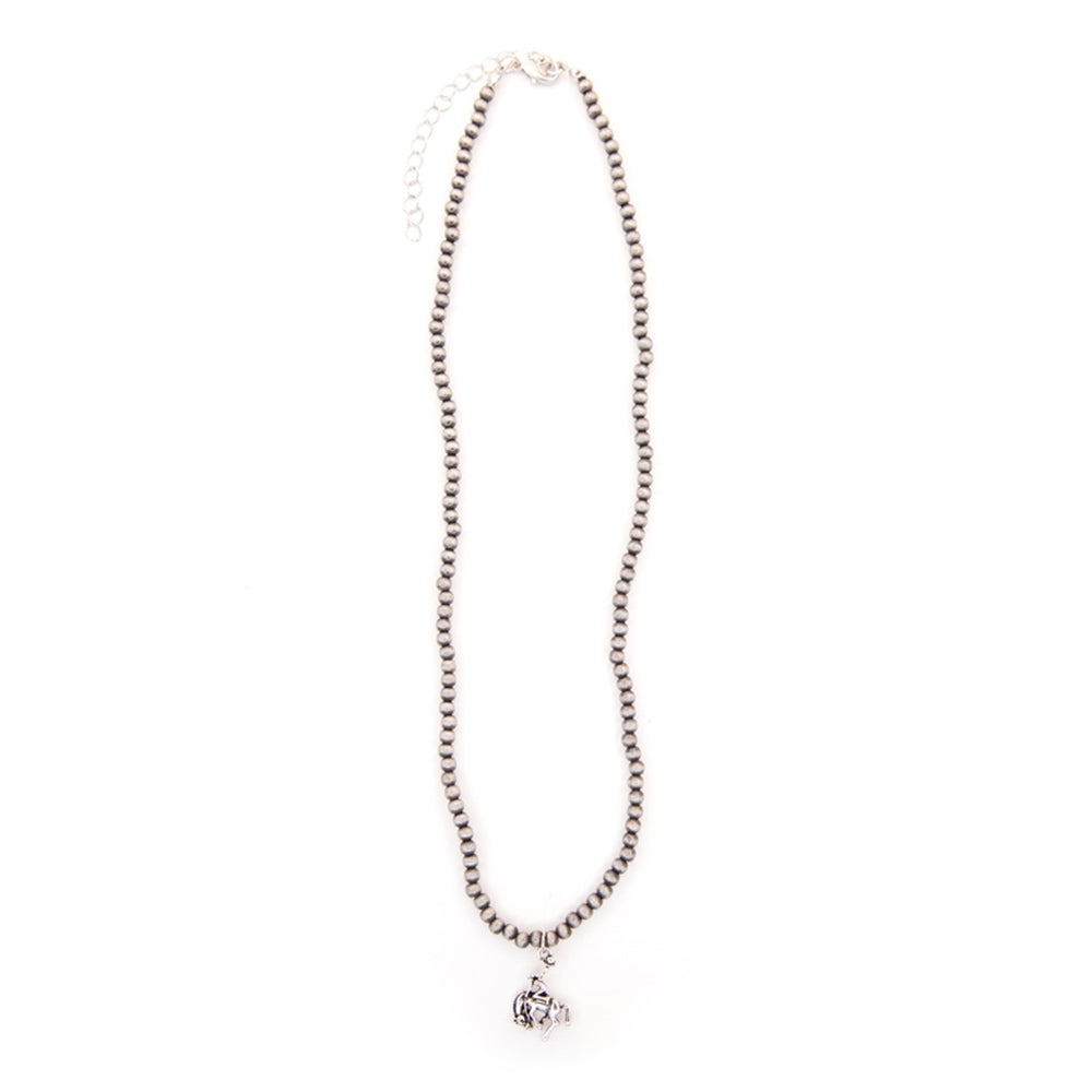 West and Co Jewelry West and Co Faux Navajo Pearl Necklace with Silver Bucking Horse Charm