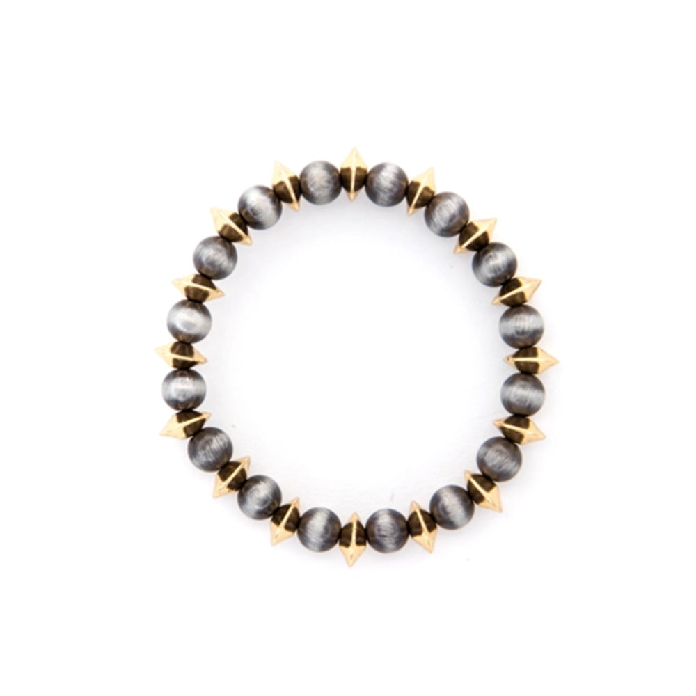 West and Co Jewelry West and Co Faux Navajo Pearl with Gold Disc Stretch Bracelet