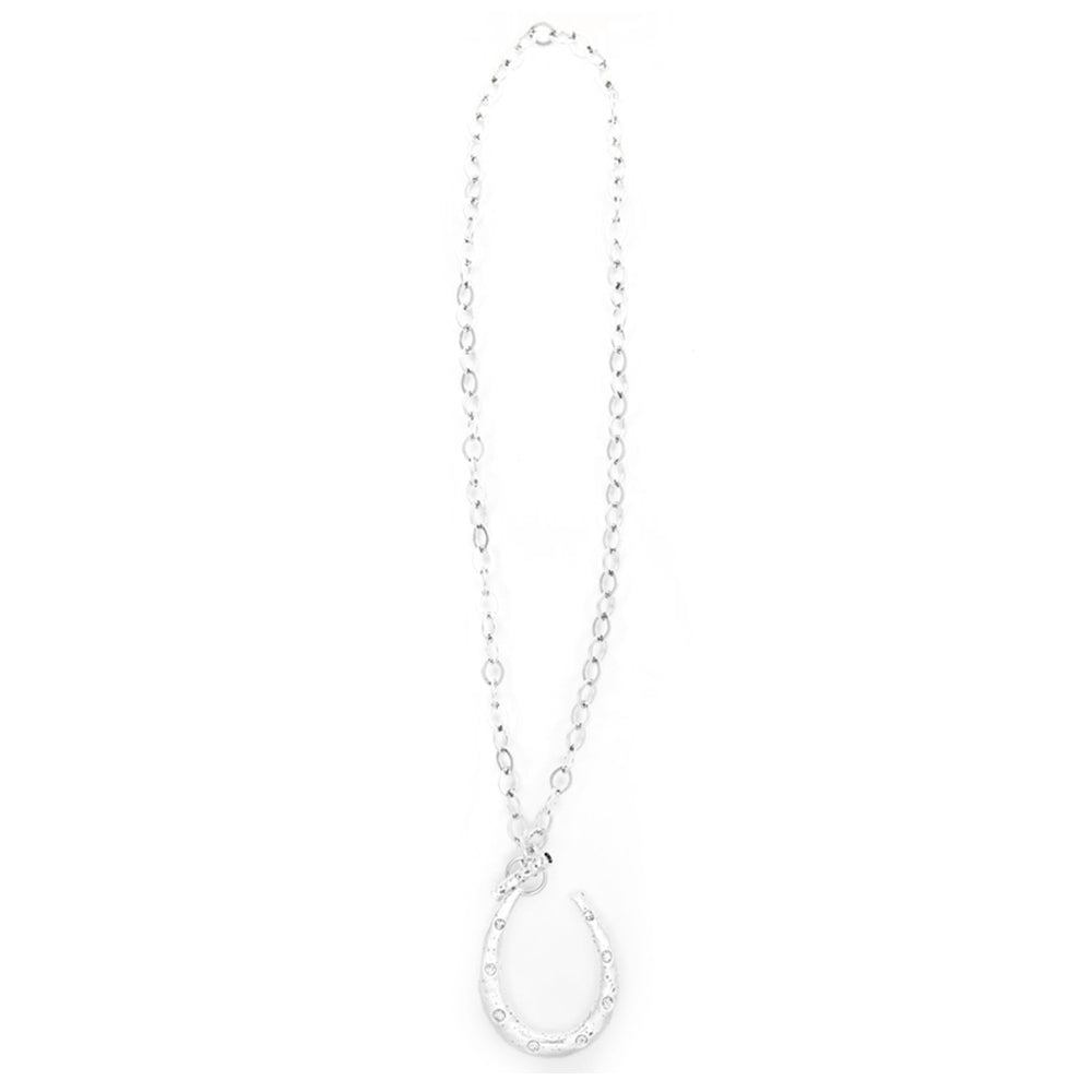 West and Co Jewelry West and Co Silver Chain Necklace with Large Horseshoe Pendant