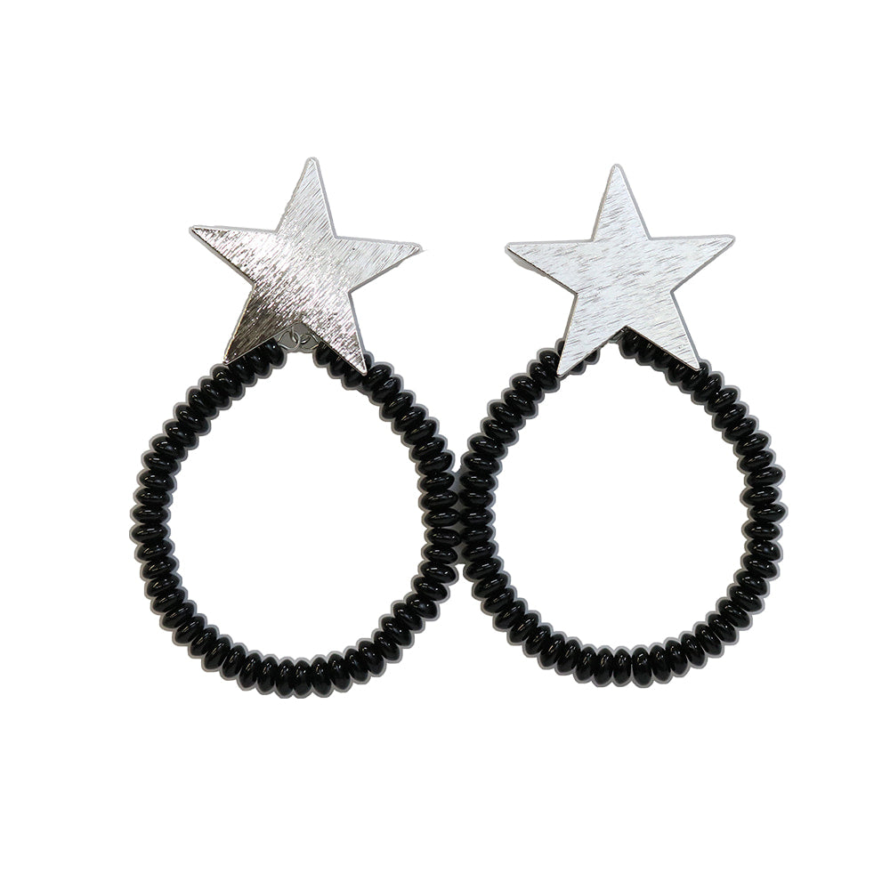 West and Co Jewelry West and Co Silver Star and Black Beaded Teardrop Earrings