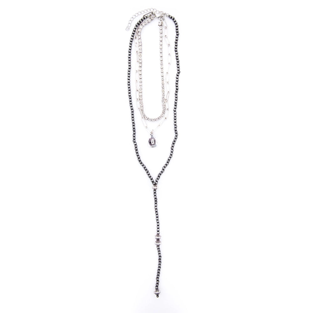 West and Co Jewelry West and Co Silver Y Necklace with Cowboy Hat Faux Pearls