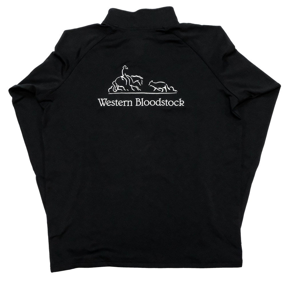 Western Bloodstock Apparel Western Bloodstock Embroidered Full Back Logo Black Poly Spandex Men's Half-zip Pullover