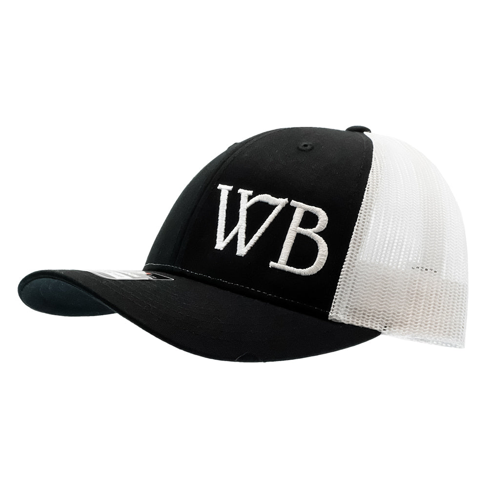 Western Bloodstock Hats Western Bloodstock White WB Embroidered Black and White Mesh Back Cap