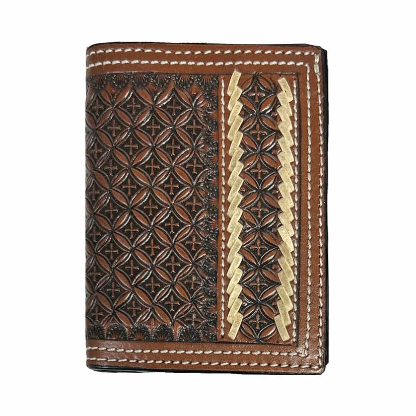 Western Fashion Accessories Other Brown / Osfa Western Fashion Accessories Trifold Brown Snowflake Rawhide Men's Wallet